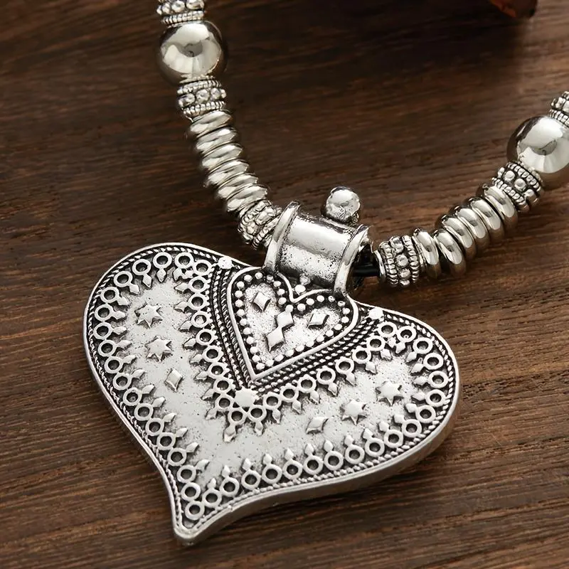 N9 Punk Large Metal Heart Pendant Rope Chain Necklace For Women Men Fashion Vintage 90s Grunge Jewelry Accessory