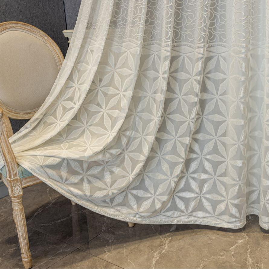 Solid Color Hollow Out Curtain, Modern Simple Luxury Curtain, Home Decoration Curtain, Window Screening for Balcony, Bedroom, Living Room and Office