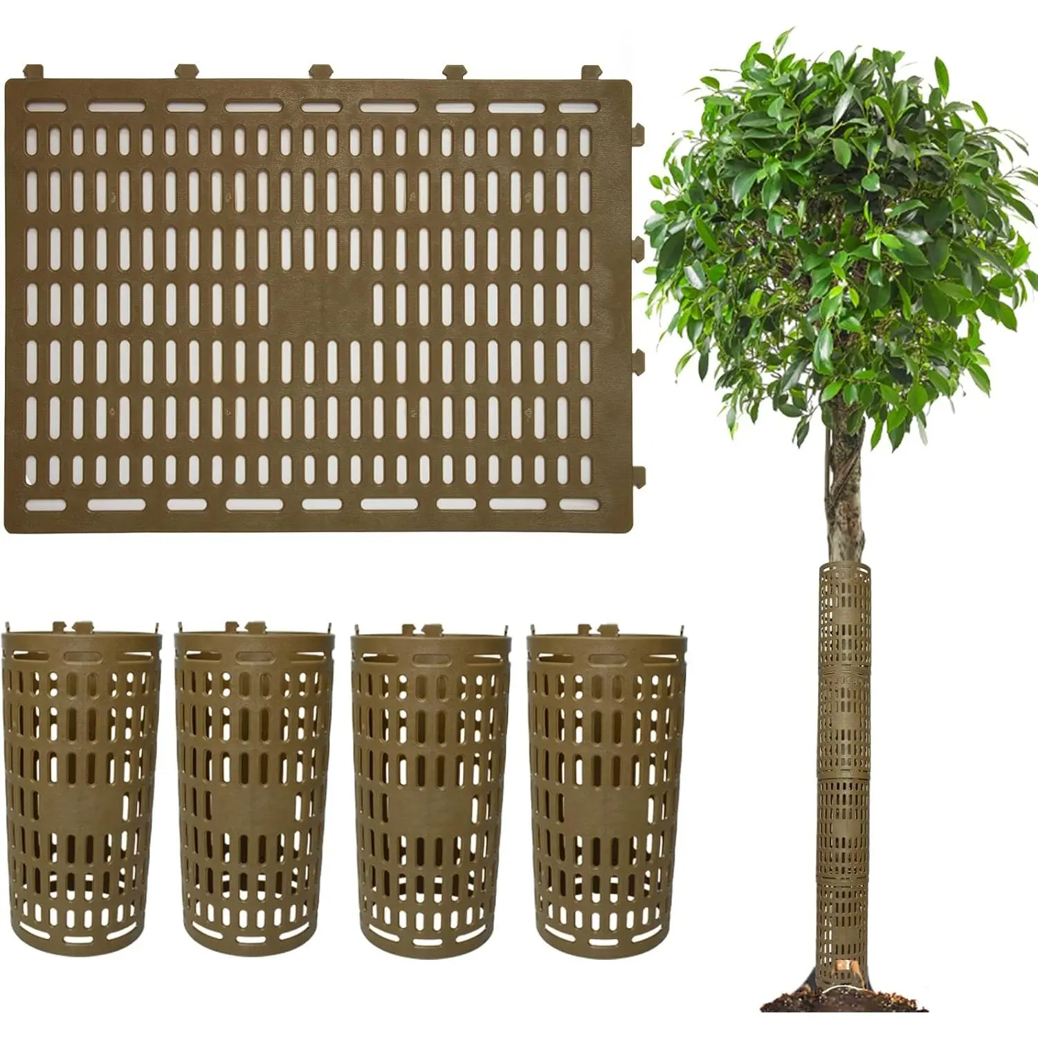 4 Pack Tree Trunk Protectors 15" x 10" Expandable Weather-Proof Mesh Tree Bark Protector Flexible Plastic Plant Cover Tree Guards for Preventing Tree Trunk from Trimmers Mowers Rodents
