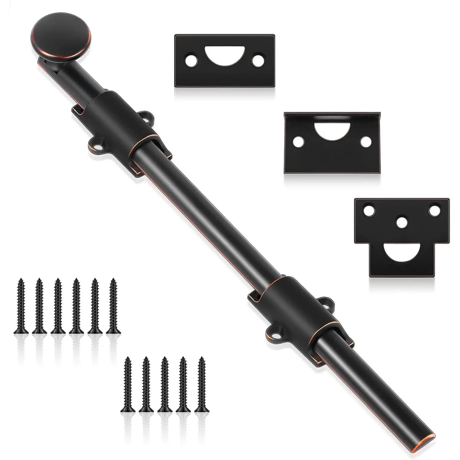 12" Cane Bolt for Gate Heavy Duty Solid Brass Slide Dutch Door Bolt Latch Oil Rubbed Bronze Hardware Locks Attic Latch for Dutch Sliding Barn Door Wooden Fence Metal Gate, Bronze