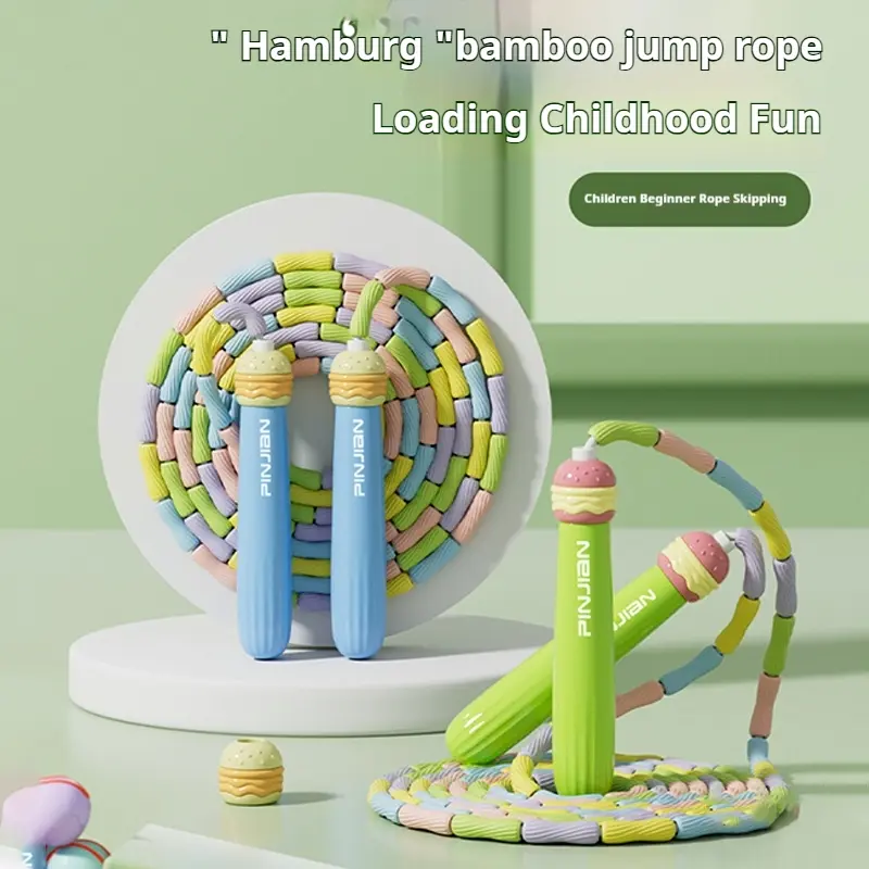 Adjustable Bamboo Speed Rope with Tangle-Free Design, Soft PVC Material for Kids Training, Perfect for Family Workouts