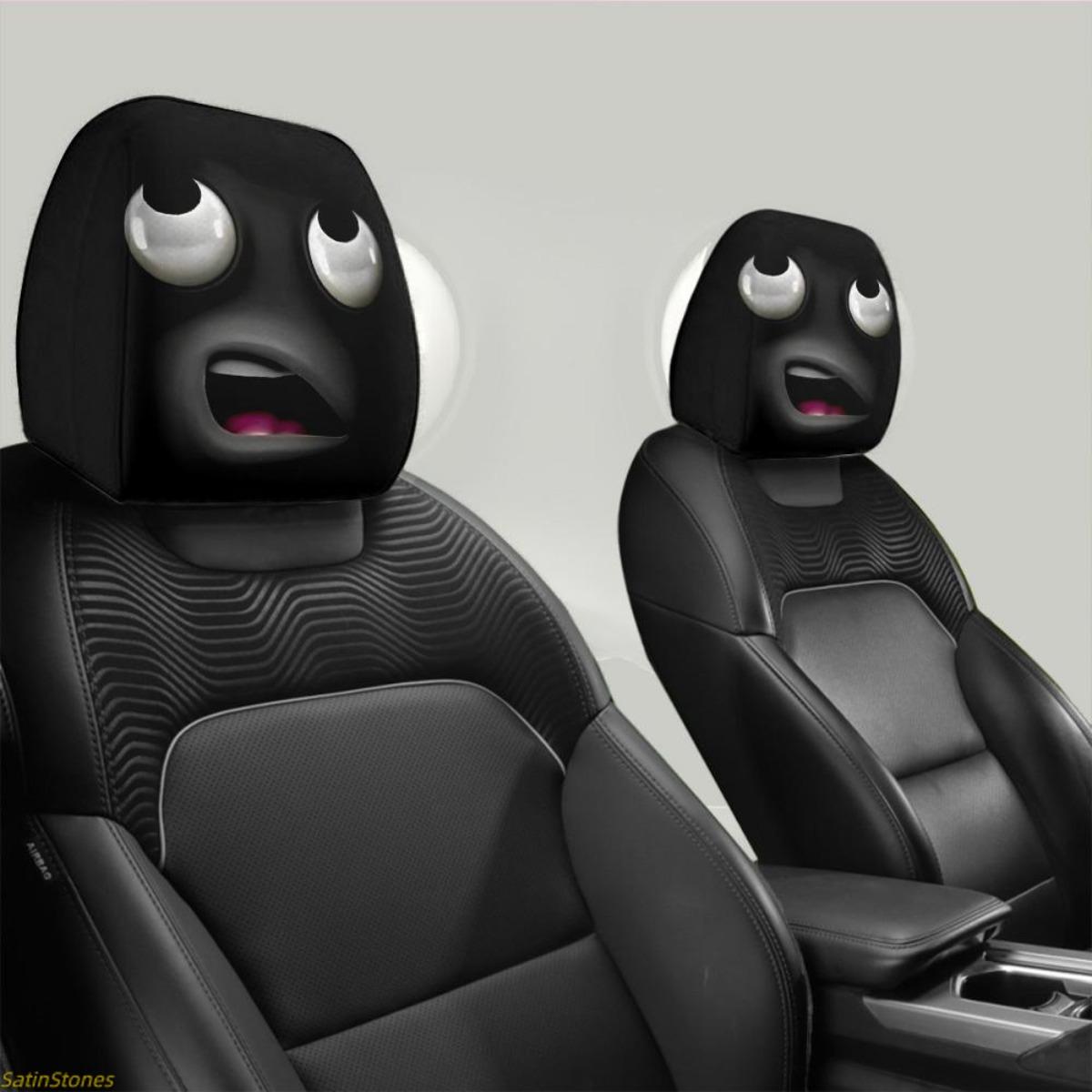 Set of 2 Dark Fun Car Seat Headrest Covers, Holiday Ornaments, Universal Car Pillow Covers, All Weather Use, Car Seat Decor, Unfilled Interior Accessories