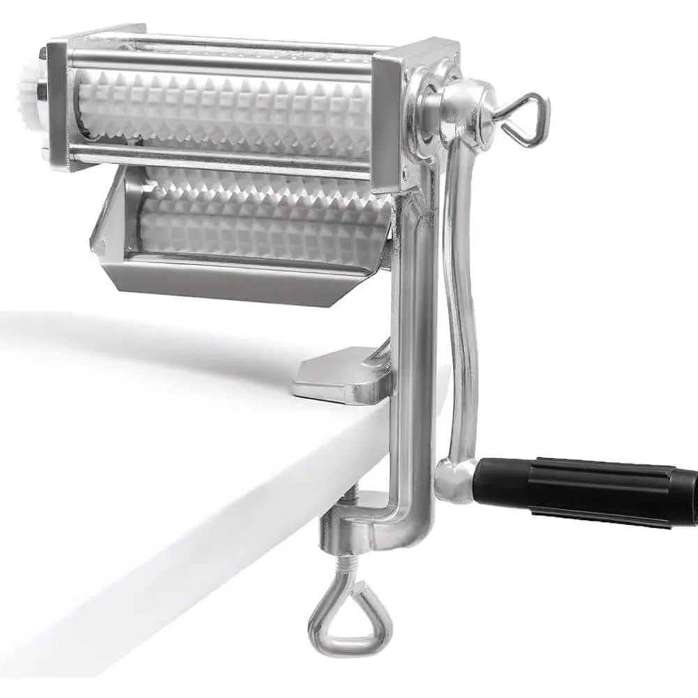 Silver Stainless Steel Clamp-On Manual Meat Tenderizer Machine - Quick-Easy Rolling Flatten Tool for Pork, Beef, Chicken Steak, Kitchen Home Supply Utensil