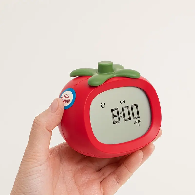Tomato Alarm Clock Timer, Multifunctional Night Light Clock, Battery Operated Digital Clock, Student Bedside Desk Decor, Dorm Wake-Up, Cute Lazy Silent