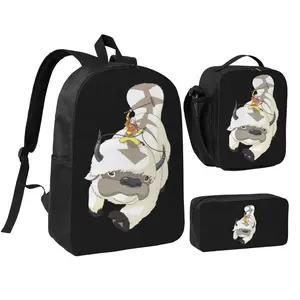 Unisex Avatar The Last Airbender Appa2 3Pcs Backpack for Teen Girls Boys, School Bookbag with Lunchbox Pecil box, Anime backpack with adjustable straps, office travel bag Bookbag