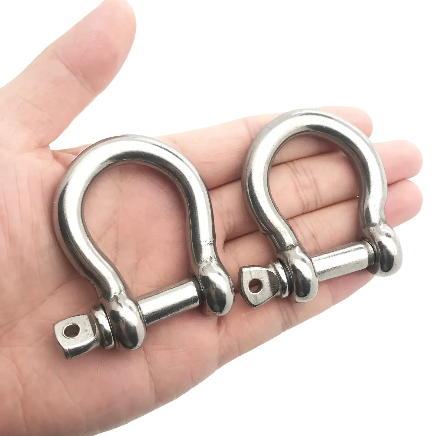 2 count 3/8 Inch Screw Pin Anchor Shackle, 304 Stainless Steel Shackles,10 mm