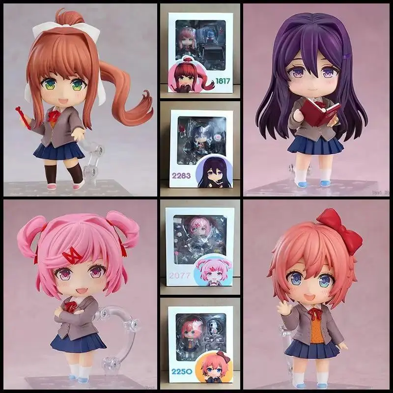 2026 Hot Plastic Chibi Doki Literature Club! Action Figures - Monika, Natsuki, Sayori, Yuri Q-Version Collectibles, Boxed Novelty Toy, Christmas Gift for Collectors