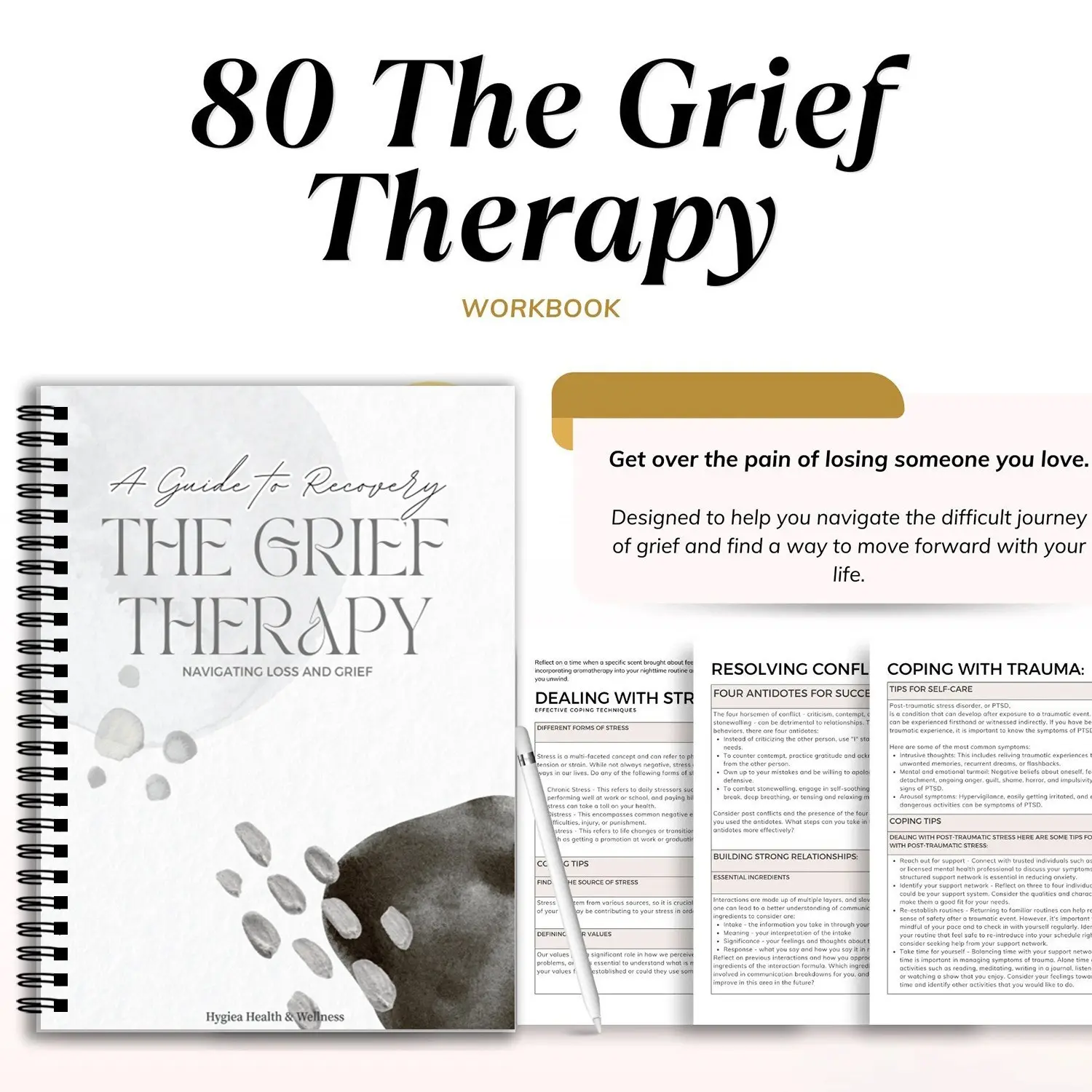 Grief Therapy Notebook, Coil Binding Emotional Management Journal, Personal Diary for Stress Relief and Mental Health Support
