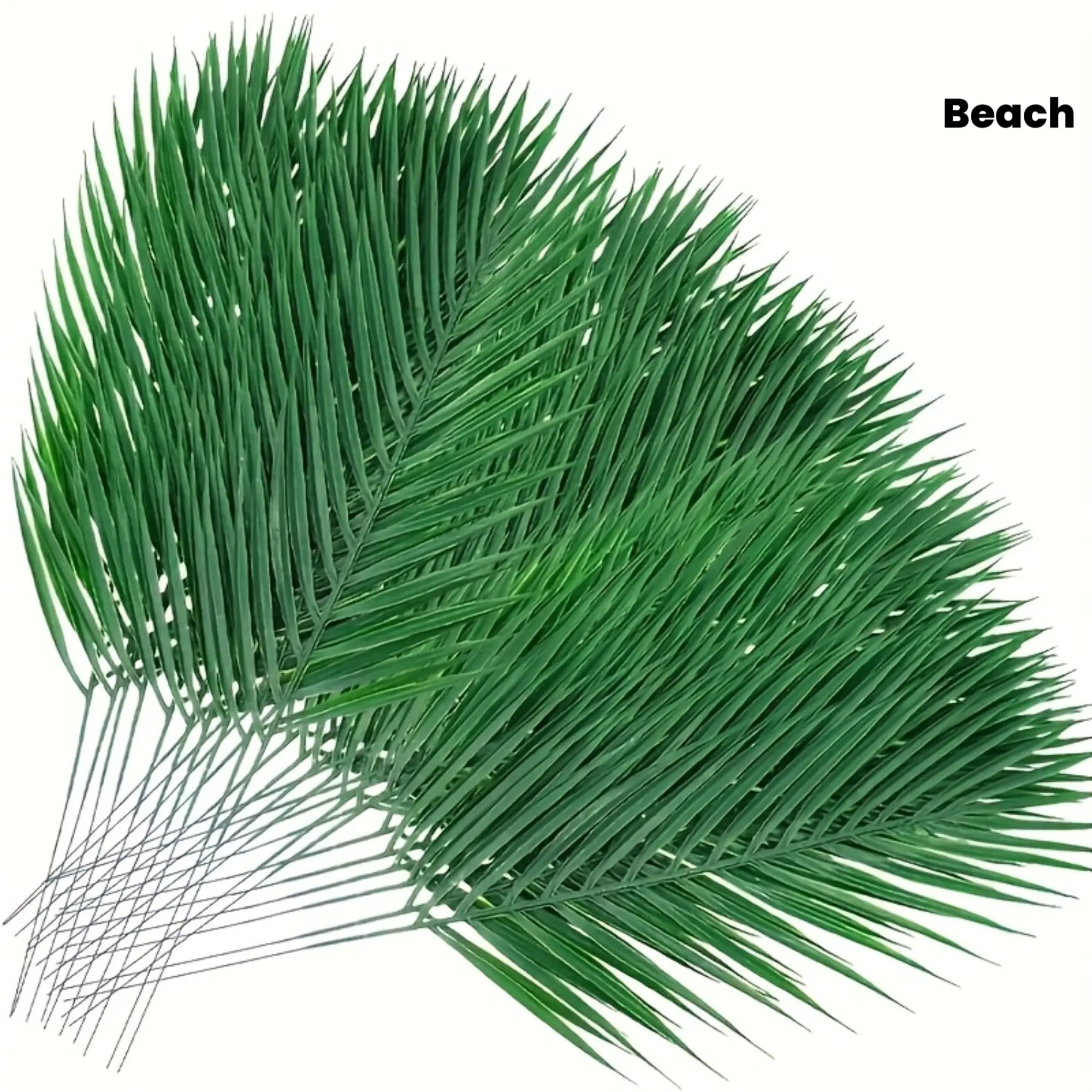 15 pieces of realistic tropical green plant leaves with artificial stems, specially designed for themed parties. Ideal decoration for weddings and birthday celebrations.