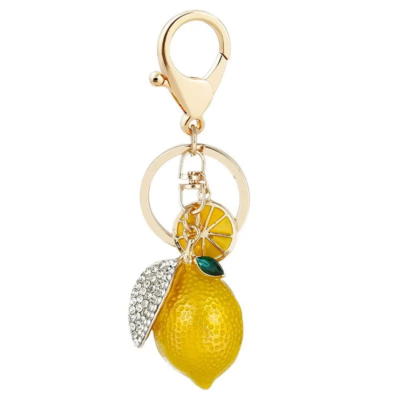Cute Rhinestone Lemon Keychain, Cartoon Fruit Bag Charm, Sparkly Car Keychain, Aesthetic Purse & Backpack Charm, Key Ring Accessory, Gift for Women, Girls & Teens