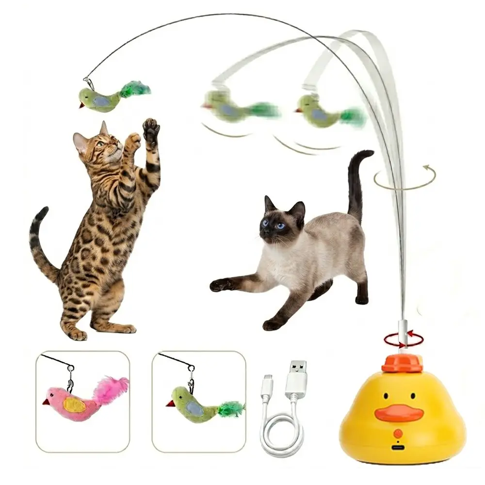 Abs Electric Automatic Interactive Kitten Wand Toy, USB Rechargeable Suction Base, Sound Emitting Irregular Rotation, Self-Amusement Cat Toy