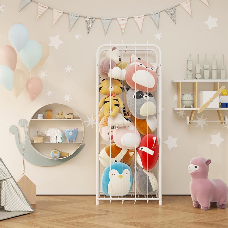 Stuffed Animal Storage, Metal Tube Stuff Animal Organizer, 55.5” x 18.5” x 13” Stuffed Animal Cage With Brake Wheel and Fixed buckle, Sturdy Toy Organizer for Nursery, Kids Room, Playroom Deals For You Days