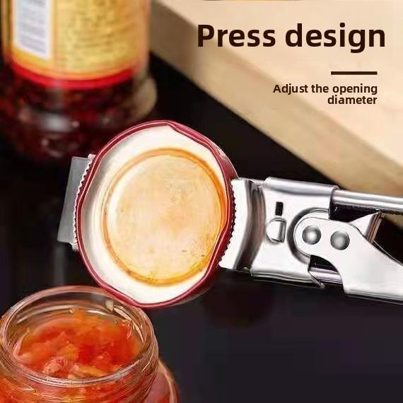 Adjustable Stainless Steel Jar Opener with Rotating Design for Bottles & Fruit Cans - Creative Labor-Saving Tool for Home & Kitchen Use