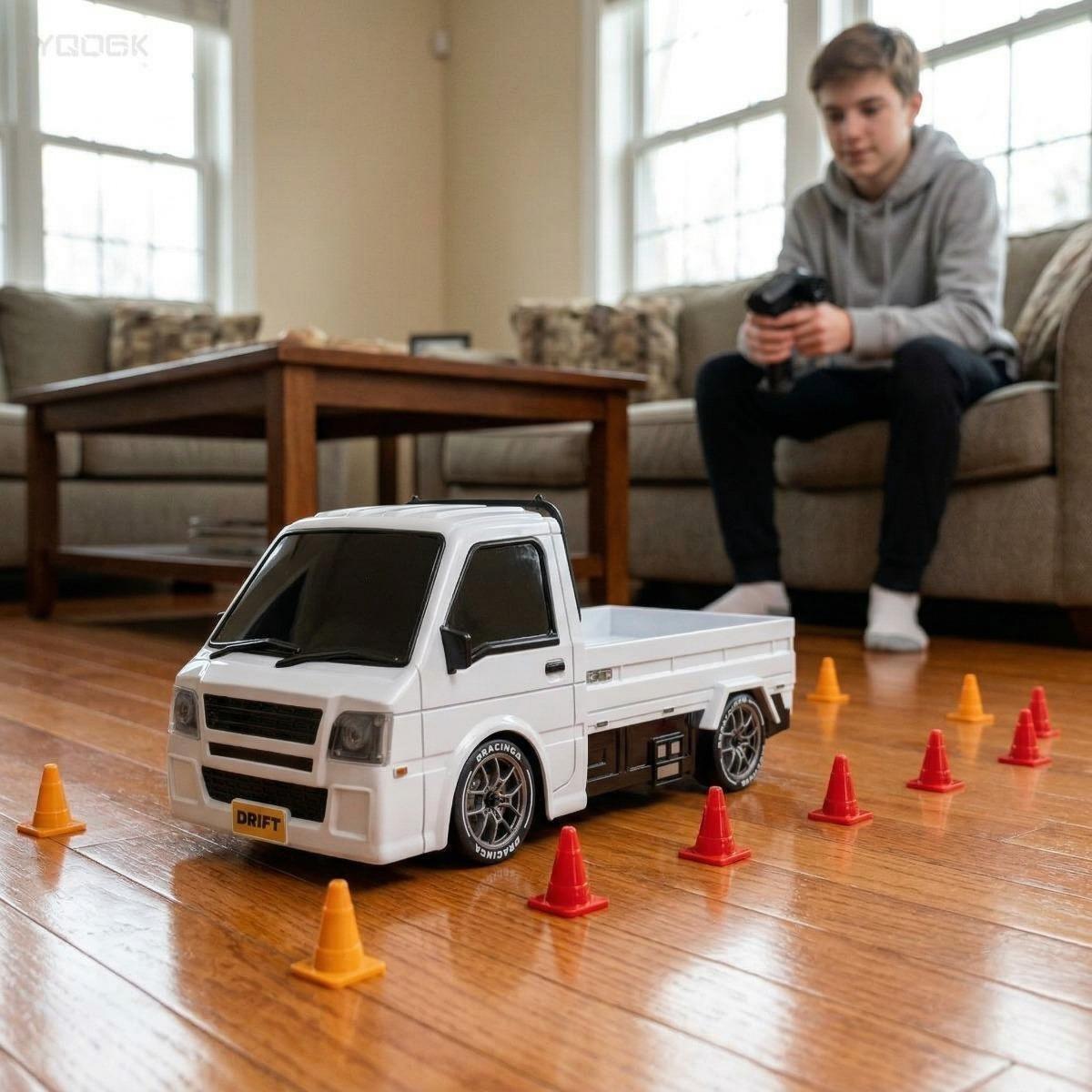 1: 24 scale remote control mini, light truck, four-wheel drive off-road design, built-in LED lights, ideal gift for adult boys and girls' birthdays and Easter.