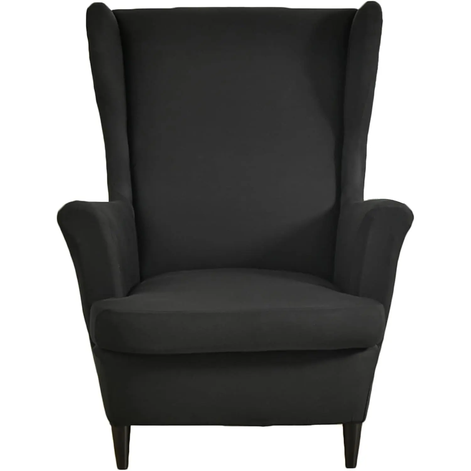 Black Wingback Chair Slipcovers 2 Piece,Stretch Spandex Black Wing Chair Covers for Living Room Armchair,Washalbe Sofa Slipovers (Black)