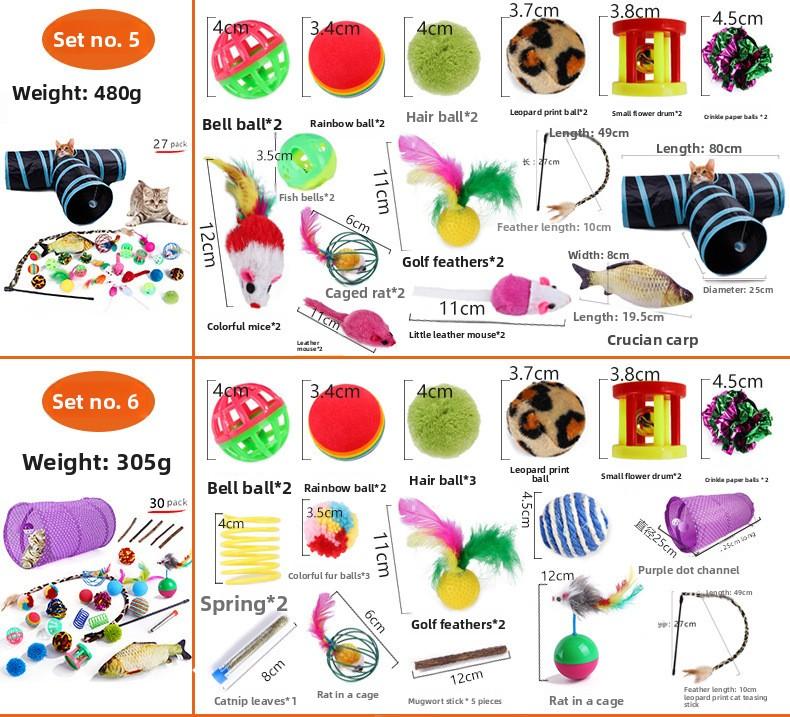 Interactive 21Pcs Cat Toys Kit Collapsible Cat Tunnel Feather Wand Plush Mouse Variety Pack for Indoor Cats Rechargeable Livestock Prod with Flexible Shaft pet stuff dog pepper spray dog bugs detector reverse slow feeder shaped harness silicone k9