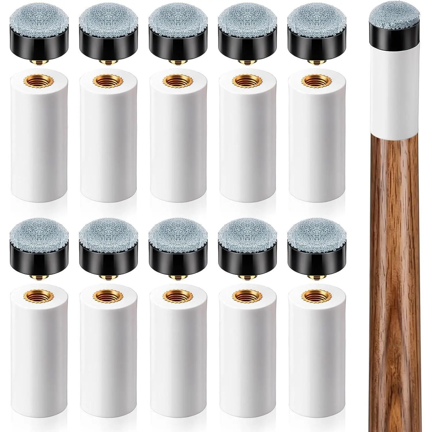 10 Sets Pool Cue Tips Replacement Kit Pool Stick Tips Screw On Pools Stick | 2 Sizes Tip Billiard Cues Tip with Gray Pools Cue Sticks Ferrules, Pool-Table Accessories(12mm/13mm, 5Sets Each)
