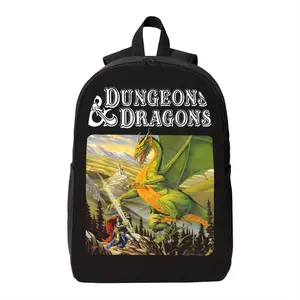 DND COM Backpack - Features adjustable shoulder straps, zipper closure, suitable for school, travel, role-playing - Everyday use, bright patterns