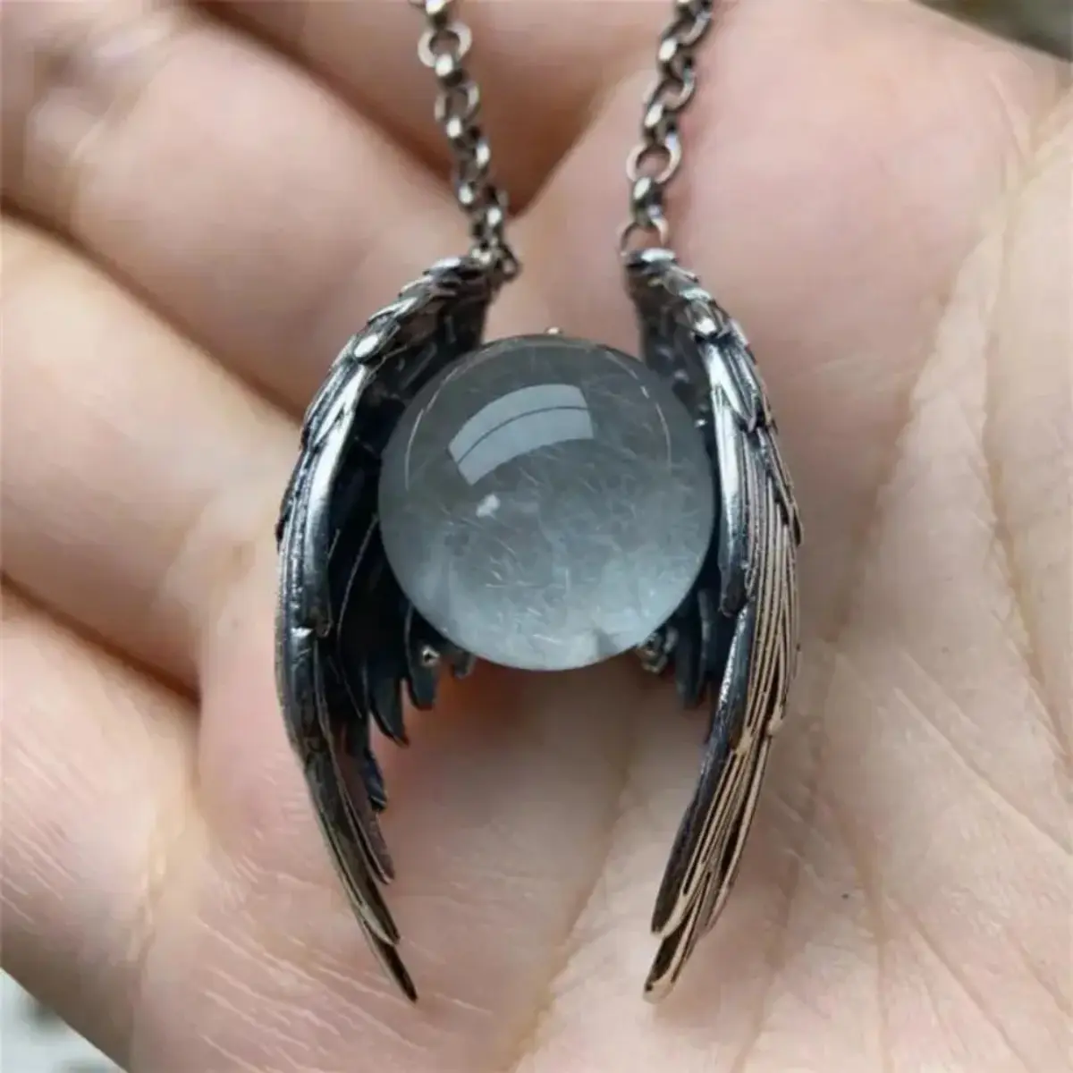 2026 New Ghost Wings Crystal Retro Necklace - Gothic Vintage Unisex Pendant, European American Fashion Unique Statement Jewelry & TikTok Trend Gift