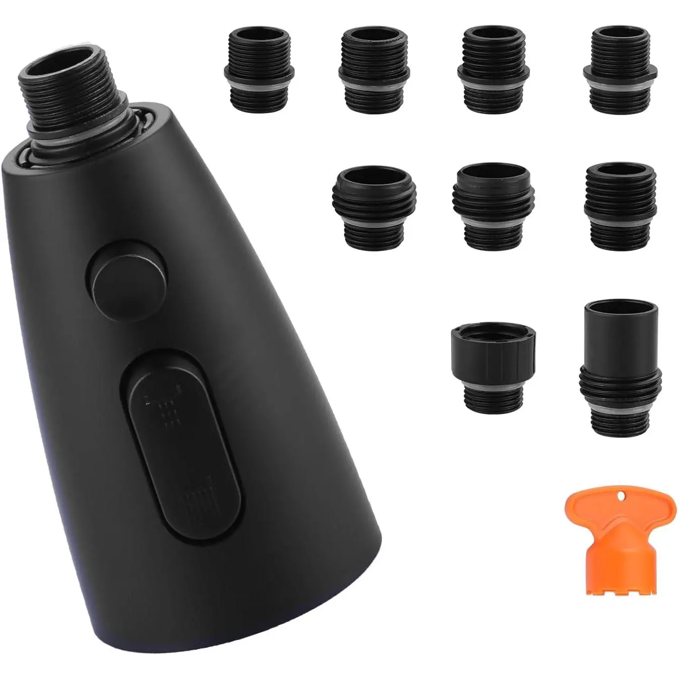Kitchen Faucet   Matte Black,3 Function Pull Out  Nozzle with 9 Adapters for Kitchen Sink Faucet, Standard for  Kohler  Faucets G1/2 Male Connector