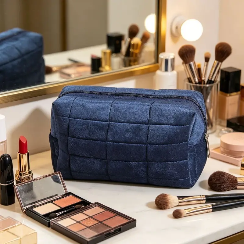 Women's Compact Travel Makeup Bag - Chic Vibes, Smooth Texture, Unique Design Zippered Toiletry Pouch, Travel Cosmetic Organizer, Toiletry Bag, Mini Travel Products