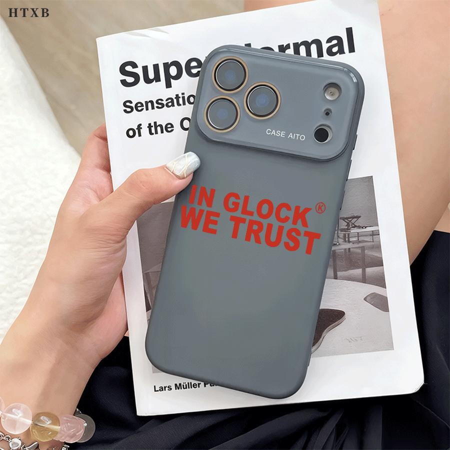 Simple Red Text Phone Case for iPhone 17 Pro Max 17Air 17 16E 16 15 14 13 12, Ultra Skin-Friendly TPU, All-Inclusive Glass Lens Protection, Aesthetic Minimalist Gift, Trendy Dopamine Ins Style Cover, Shockproof Slim Case, Creative Lens Window Design