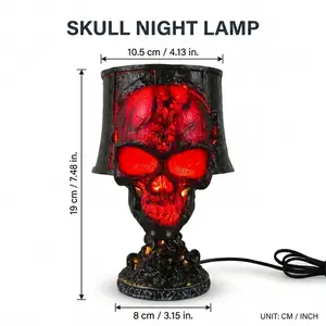 Molten Rock Skull Lamp, RGB Color Changing Horror Ambient Desk Light with Sound Effects, Spooky Halloween Resin Skeleton Lamp, Creative Night Light for Bedroom, Living Room & Party Decor