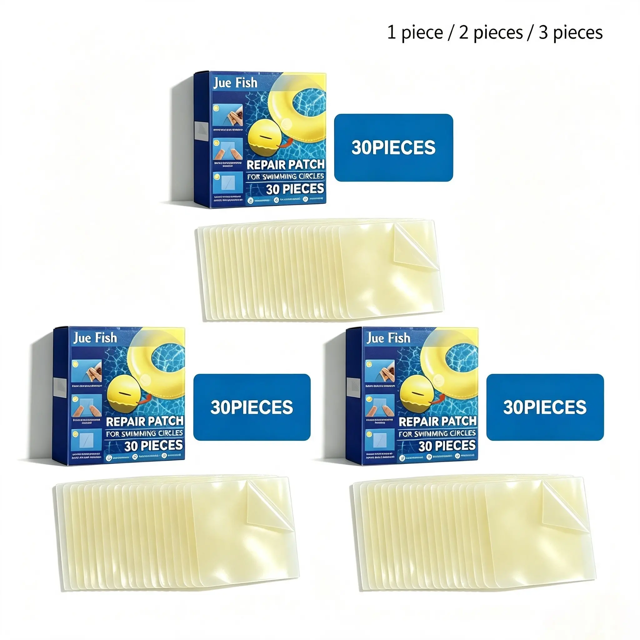 Pool Repair Kit (30pcs/30pcs*2/30pcs*3), Strong Adhesive, Transparent Waterproof Patch, Fixes Pool Toys, Inflatable Boats, Floats