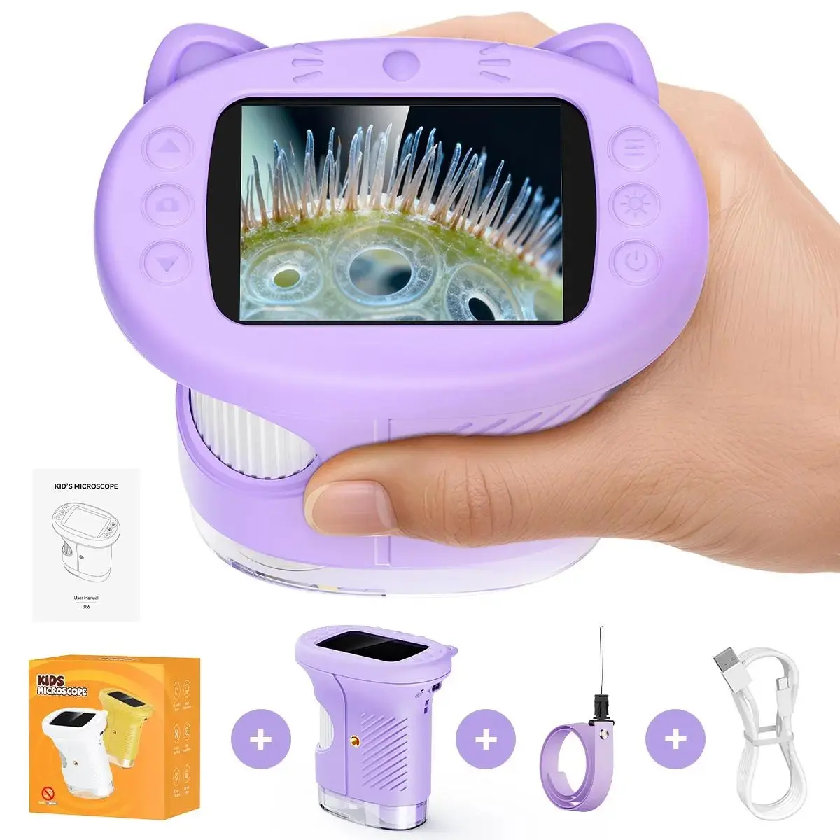 Portable Digital Microscope 2.4 Inch IPS Screen, 1000x Magnification, 1080P High Resolution, Ideal for Biology Research, Perfect Back-To-School Gift
