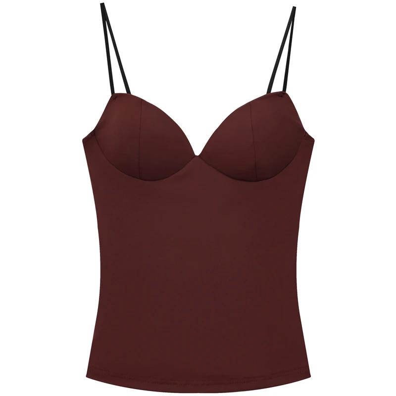 Aria Muse  Burgundy Slip Top Women Summer Sexy Corset Tanks & Camis Fashion Sleeveless Backless Bra Top Chic Elegant Bustier Camisole