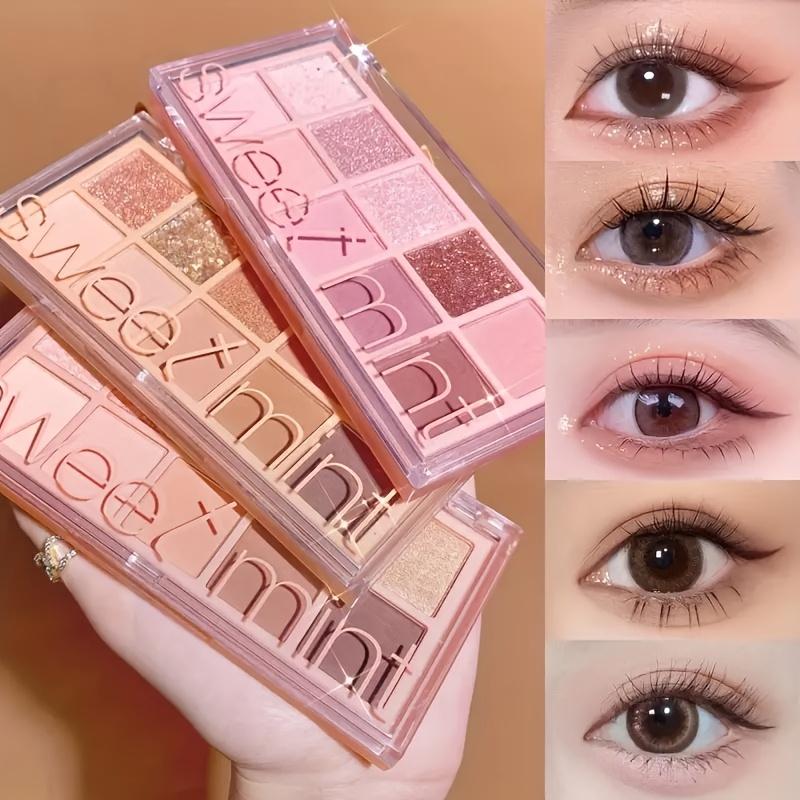 10 colors eyeshadow palette pearlescent glitter super flash matte blush highlighter all-in-one palette multi-purpose cold earth color low saturation matte khaki gray powder daily enhance complexion eyeshadow Valentine's Day gift