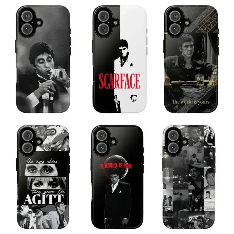 Scarface Black & White Smoking Scene Case – Vintage Tony Montana & Mafia Aesthetic, Suitable for iPhone 17-11 Pro Max/Plus and  Samsung Galaxy S23-25