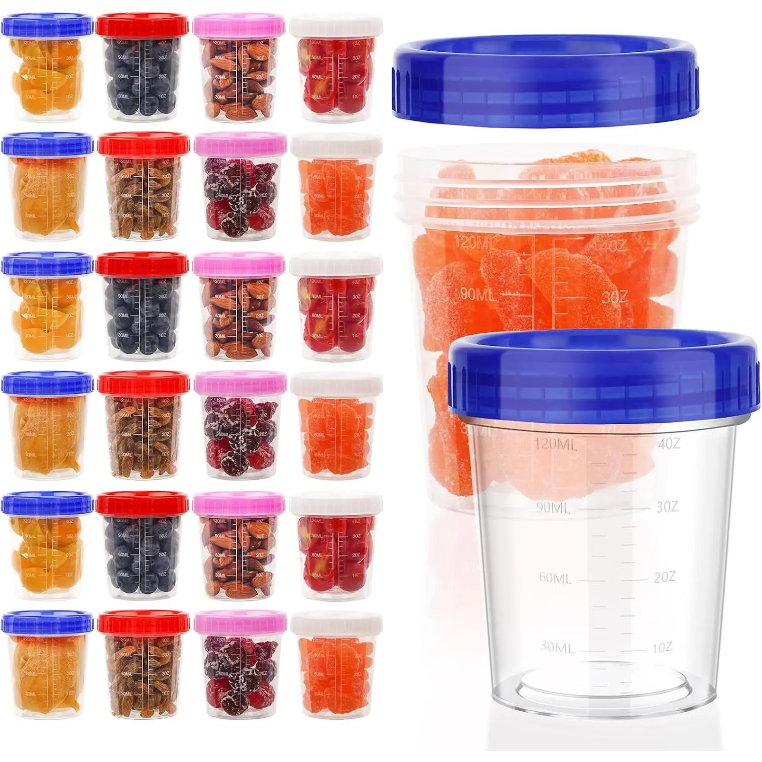 24 Pack 4 Oz Freezer Storage Containers with , Soup Containers with , Airtight Condiment Cups for Salad Dressing, Meal Prep, Snack, , Leakproof, Microwave & Dishwasher Safe