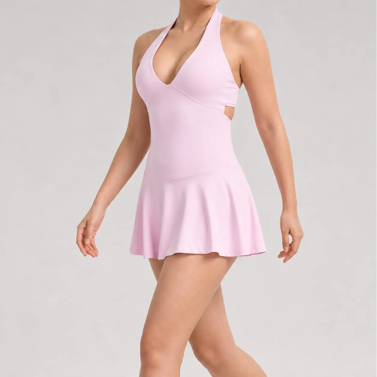 Women's Solid Color Athletic Tennis Dress, Slim Fit Yoga Workout Romper with Built-In Shorts, Butt Lifting Mini Skort Dress, One Piece Fitness Activewear for Pickleball, Golf, Running, Gym, Pilates, Training, Summer Sports and Casual Wear, Gym Outfit