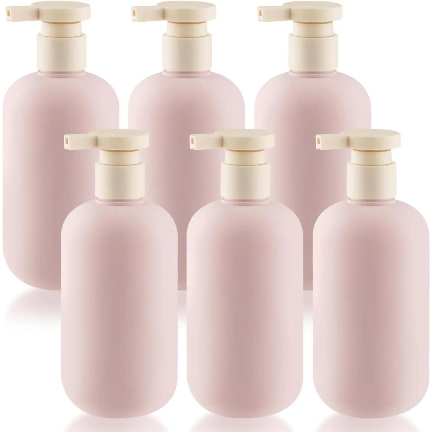 6 count 10 oz Soft Plastic Bottles with Press Pump,Empty Refillable Travel Shampoo Dispenser Container for Hand Soap,Shampoo,Lotion, Wash,Conditioner, Funnel Included ()
