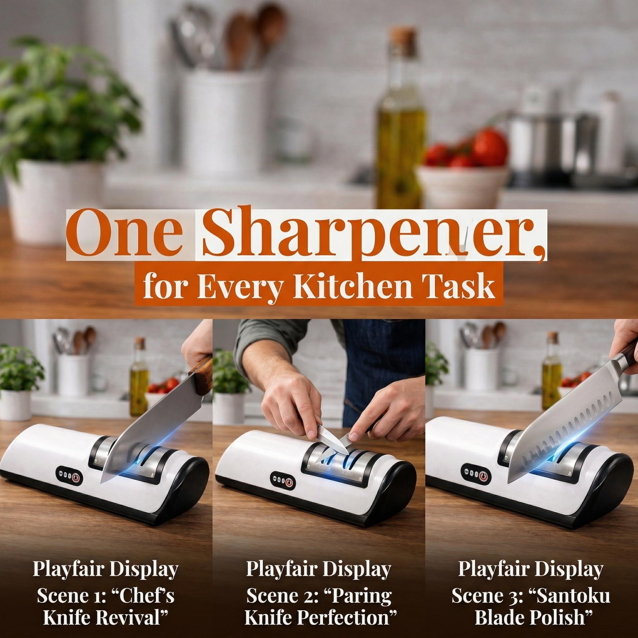 4-Stage Electric Knife Sharpener| Professional Kitchen Knife Sharpening System, Fast & Precise Blade Repair Tool for Home Chefs, Stainless Steel Knives & Daily Use