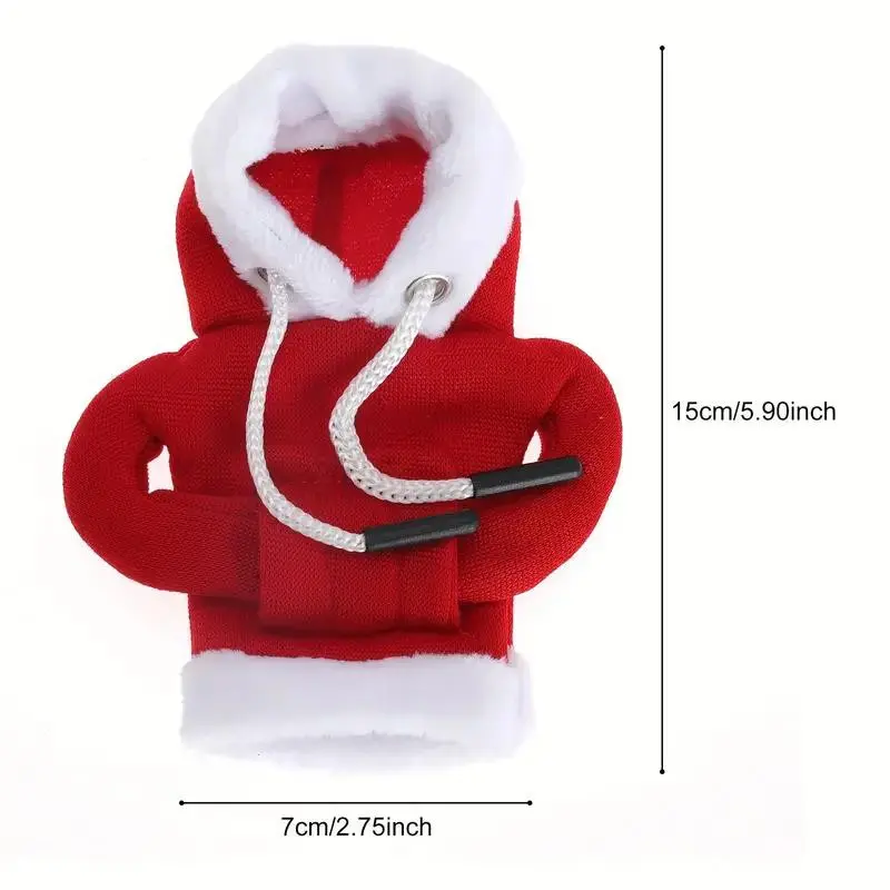 Santa Claus Car Gear Shift Cover Hoodie, Festive Mini Hooded Sweatshirt, Perfect Christmas Gift, Ideal for Car Gear Stick Knob