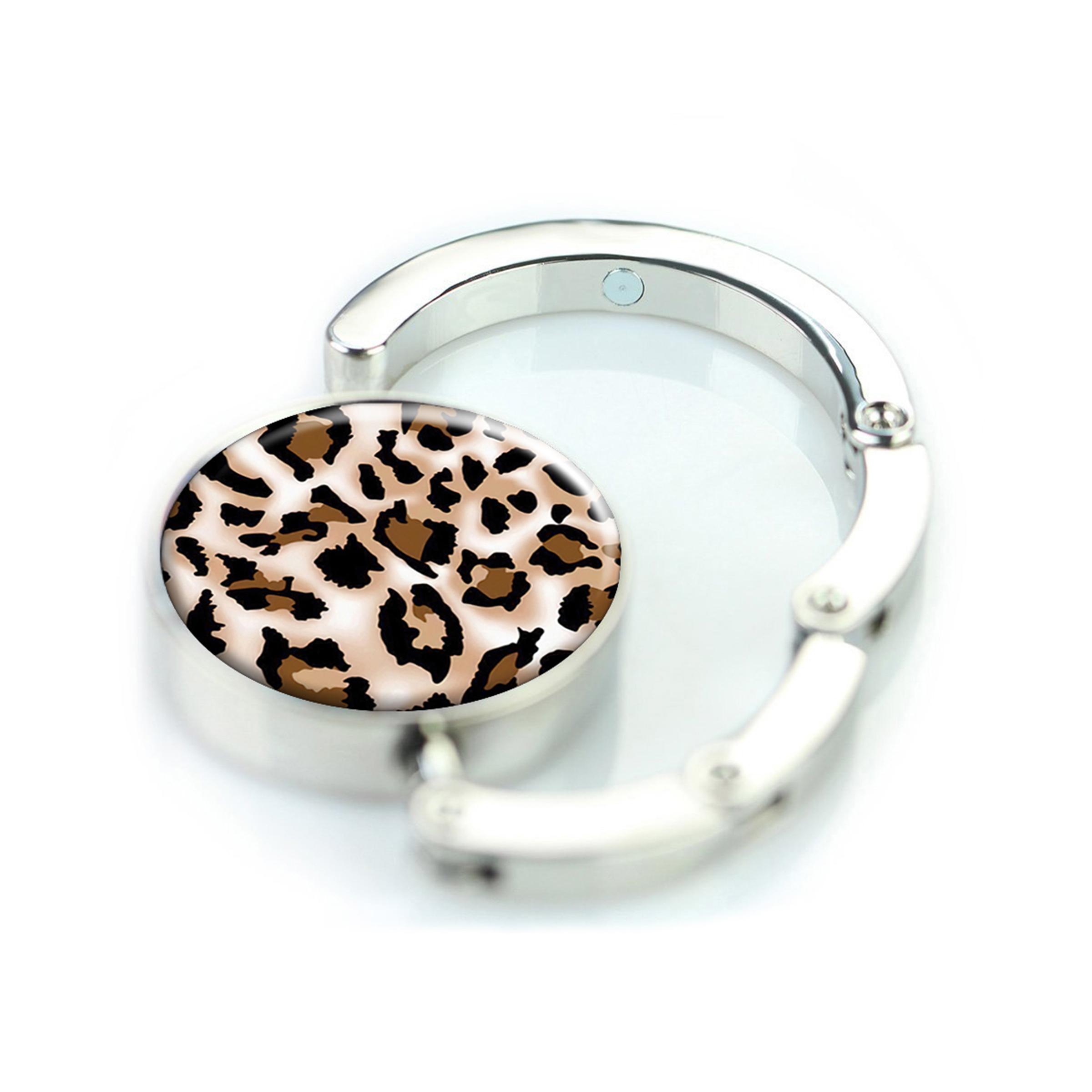 Leopard Pattern Foldable Purse Hook,Womens Bag Purse Hanger,Purse Holder Handbag Hanger Desk Table Bag Hooks for Women Bag