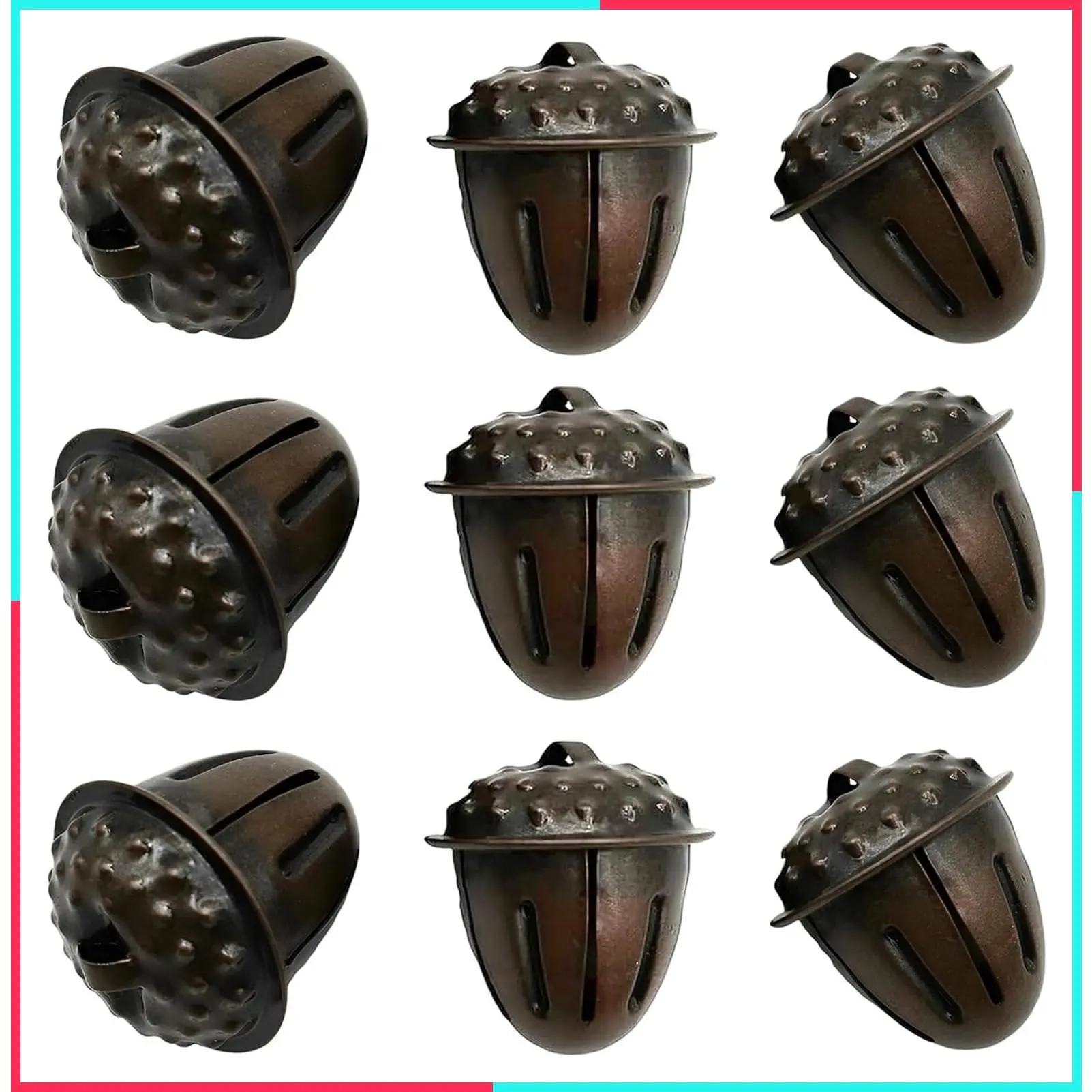 20 Pcs Red Bronze Acorn Shaped Christmas Jingle Bells 1.2 Inches