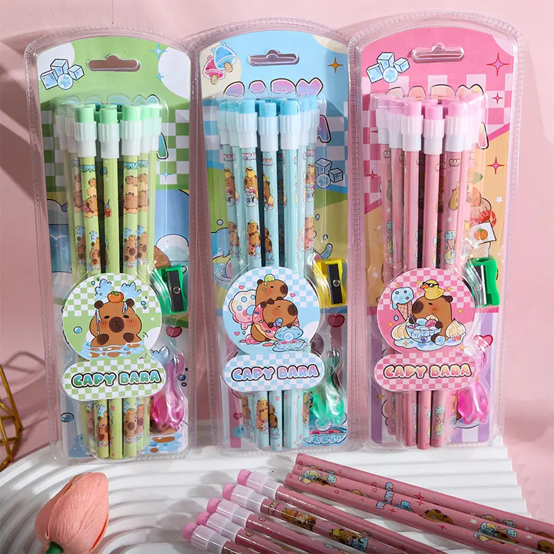 Cute Capybara Pencil Writing Stationery 2B Pencil Set, Box of 12, Wooden Pencil, Cute Pencils