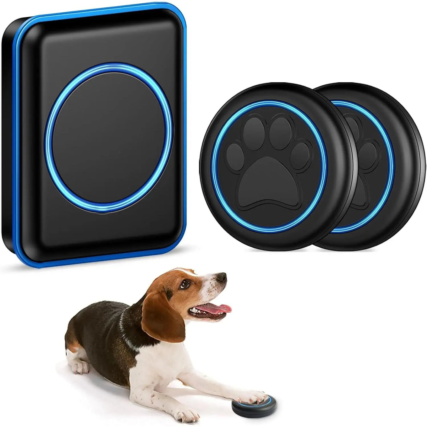 Doorbell for Potty ,   Doggie Door   to Go Outside,   Button, Over 1000  Range (Black, 2 Buttons + 1 Receiver)