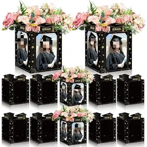 Graduation Centerpieces Class of 2026 - 6 Pcs Photo Display Box DIY Grad Party Table Decor Cardboard Picture Props with Honeycomb Base Congrats Grad Party Favor for High School College Graduation Gifts Photoshoot Teachers Parents Daughter Son Essentials