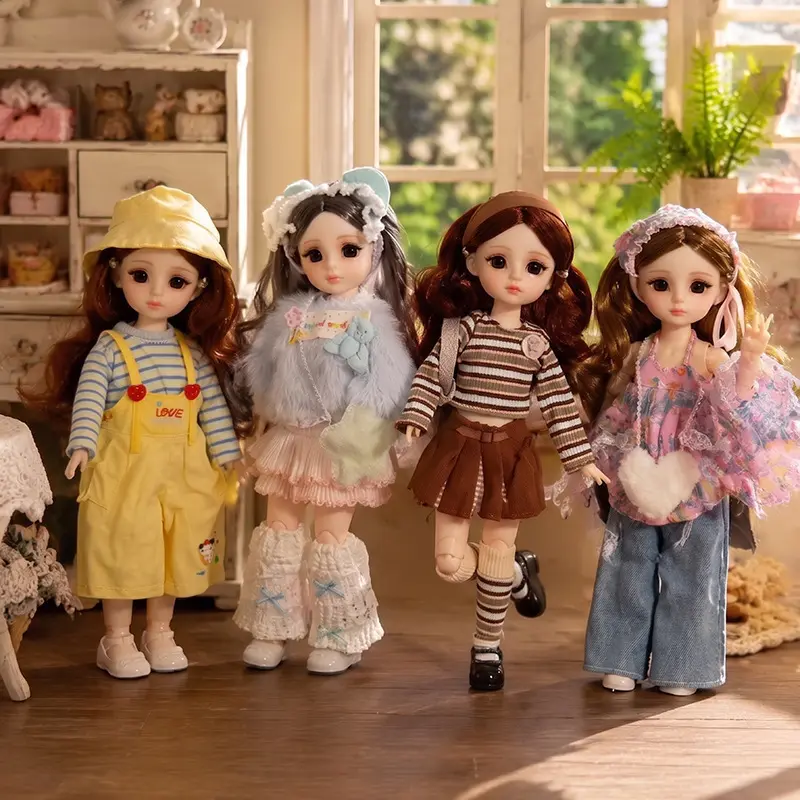 30cm Dress Up Doll Outfit Set 12 Inch 6 Points BJD Doll Clothes Universal Fit Accessories Gift Box for Collectors