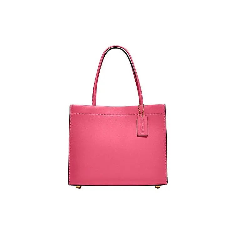 Coach Cashin 22 Leather Tote Bag for Women, Small Crossbody Shopping Handbag in Pink
