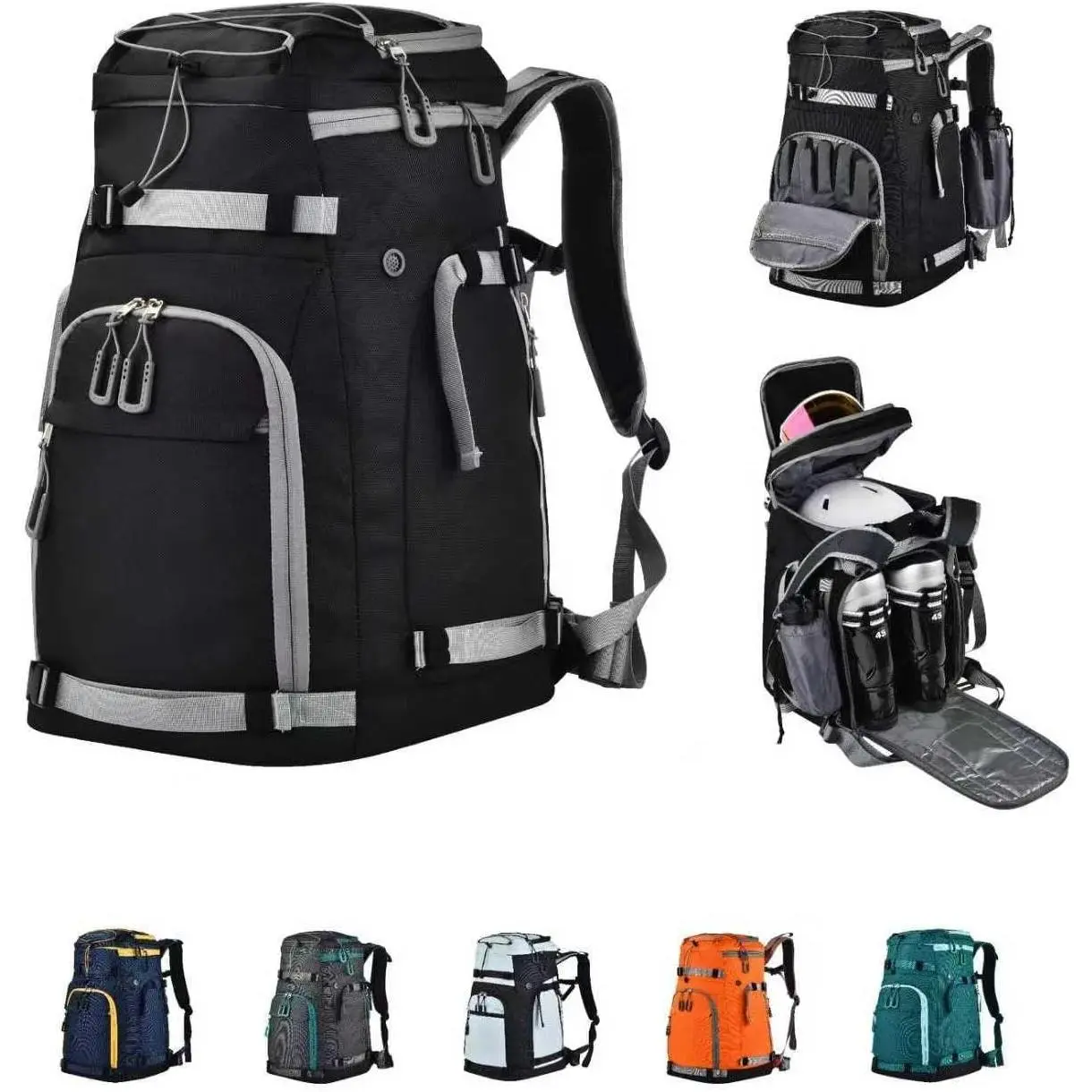 55L-70L Expandable Ski Boot Bag Waterproof Durable with Helmet Compartment Ideal for Ski & Snowboard Gear for Men & Women