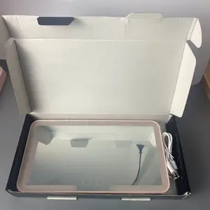 LED Car Makeup Mirror with Touch Screen Control, Adjustable Brightness, HD Smart, Portable Three-Tone Lighting, Rechargeable Battery