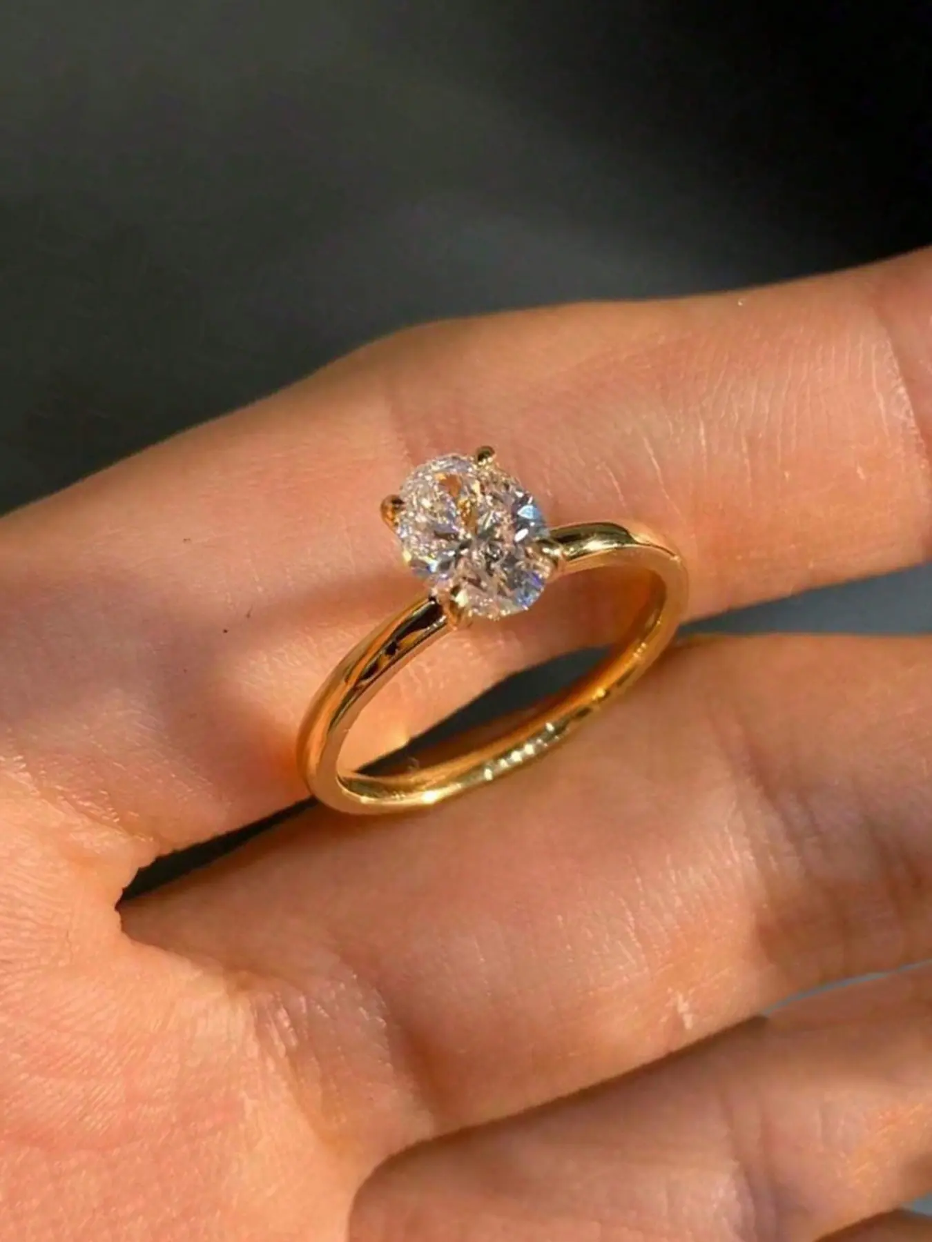 Unisex Oval Zircon Copper Ring, Elegant Geometric Design, Perfect for Wedding, Daily Wear, Proposal, Anniversary, Valentine's Gift