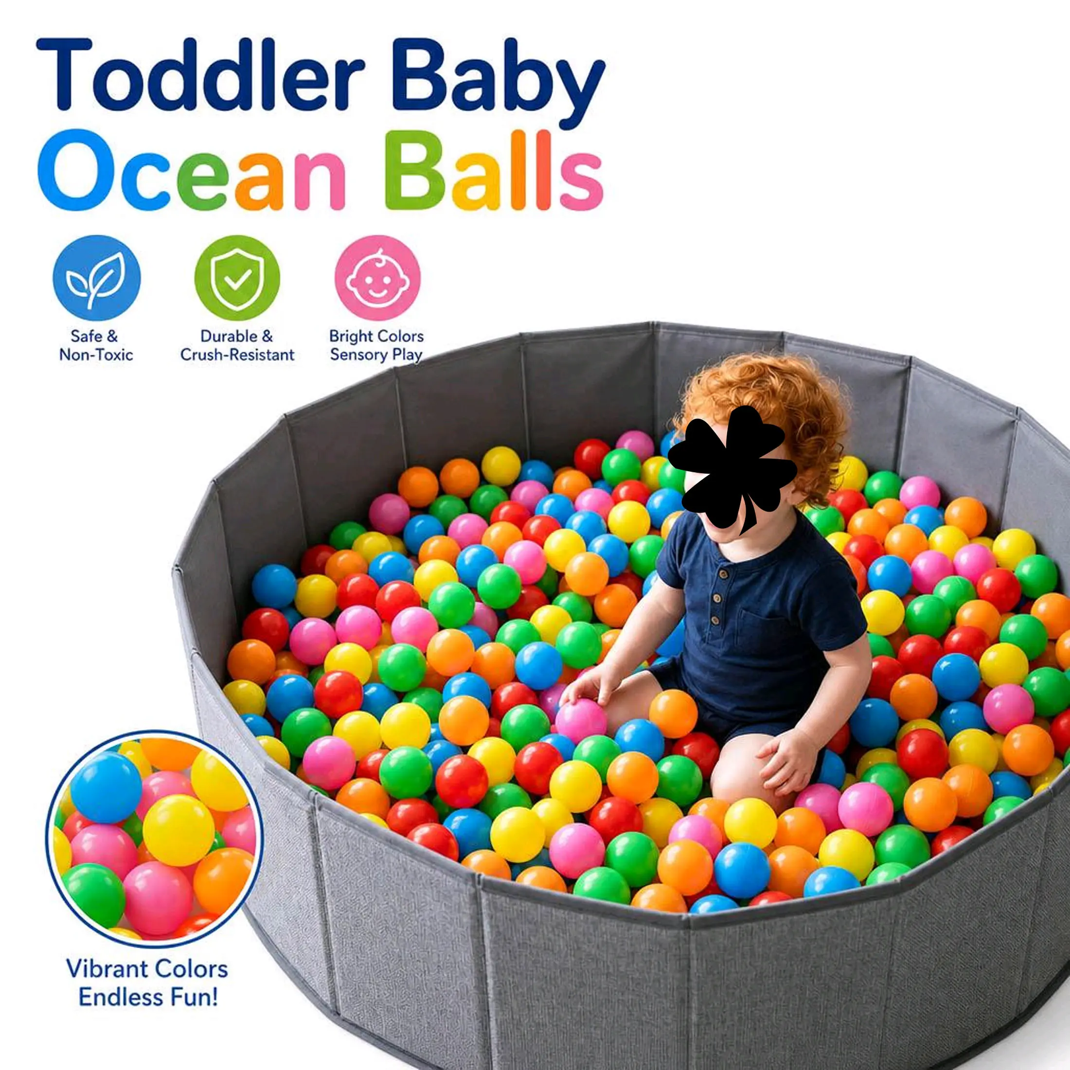 Kids Colorful Soft Plastic Ocean Balls, 20/50/100 Pack Non-Toxic Crush Proof Pit Balls Baby Play Pool Bath Beach Party Playpen Toys