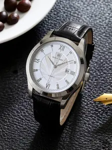 Men's Business Analog Watch  Dial  Stainless Steel Case  Alligator Strap  Quartz Movement  50m Waterproof  Gift Idea