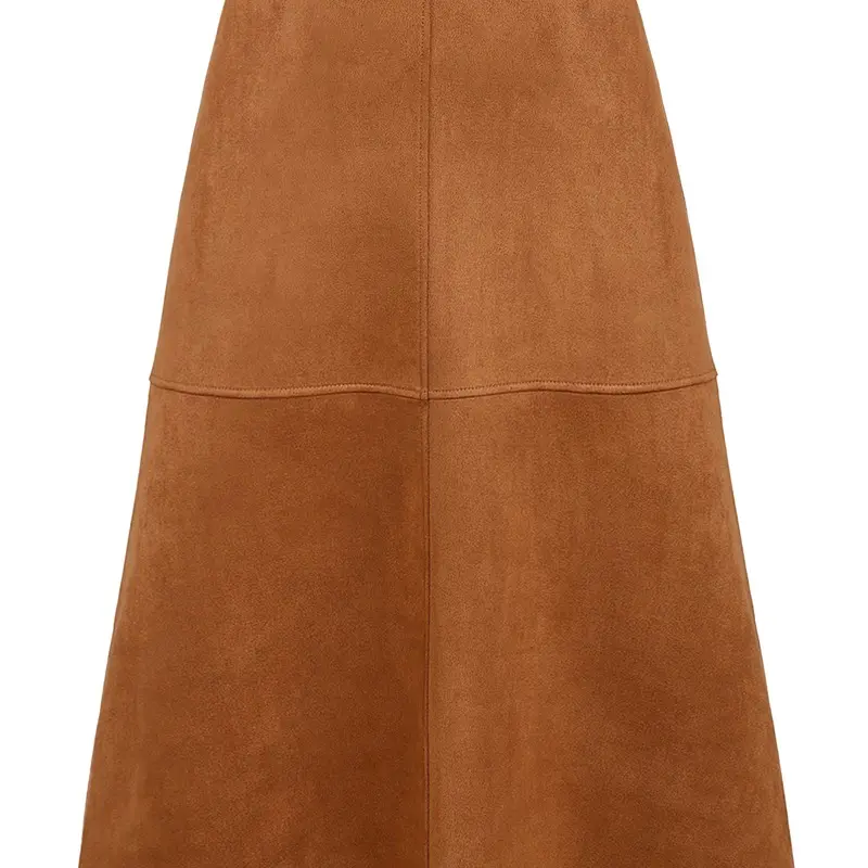 Women's Faux Suede Paneled Midi Skirt | Casual Fashion Bottom | Chic Everyday Style